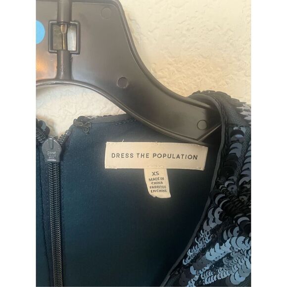 Dress The Population Floor Length Sequin Blue Gown NEW - Picture 4 of 4